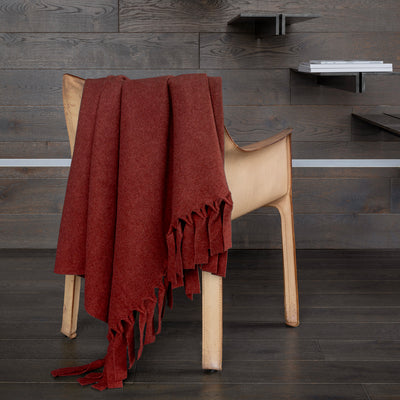 Plaid/Coperta con Frange LEGAMI Soggiorno Cogal Matrimoniale 250 x 210 Rosso Bruciato