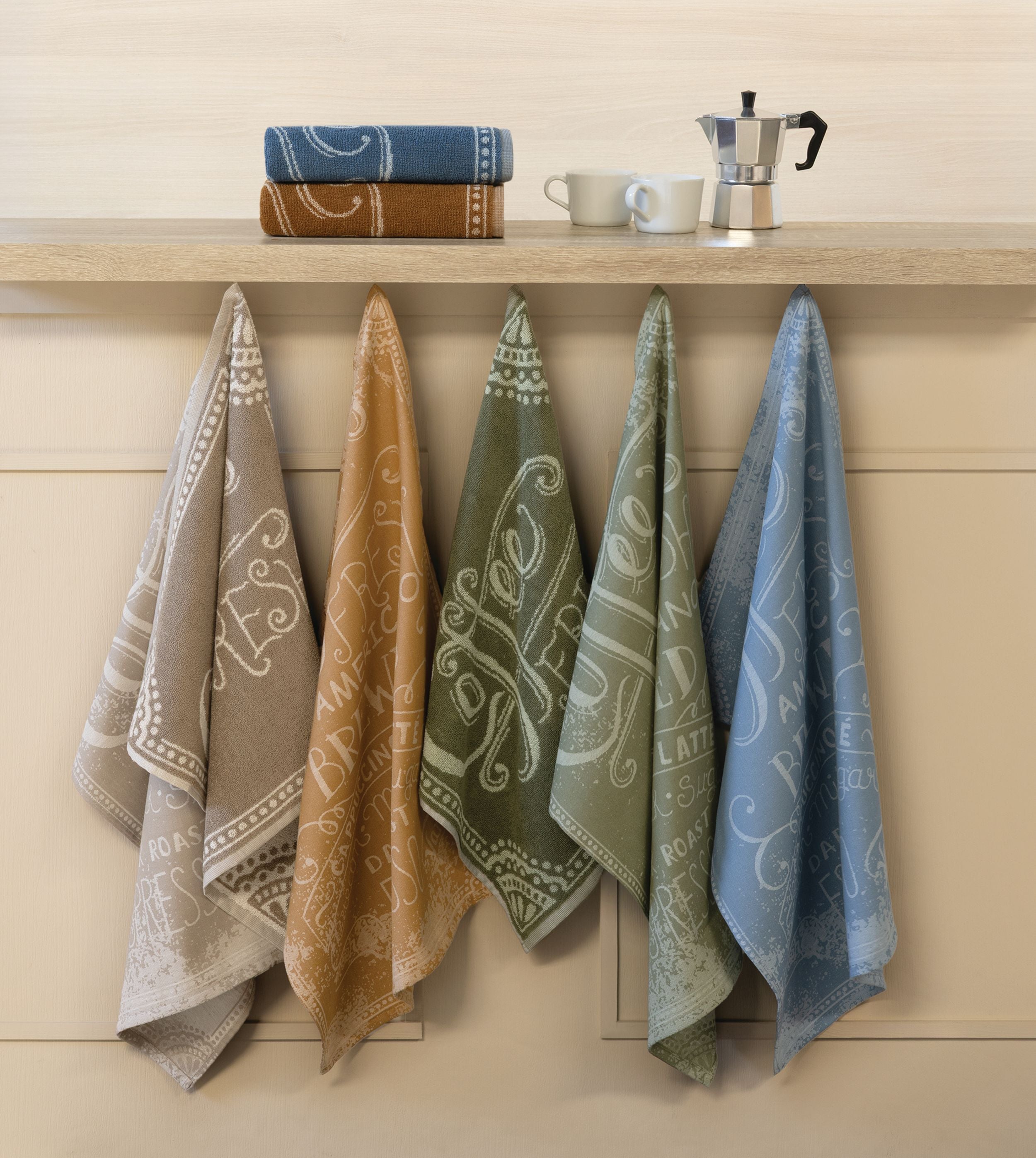 Set Canovacci Tela+Spugna COFFEE Cucina Moreali Tessile Casa