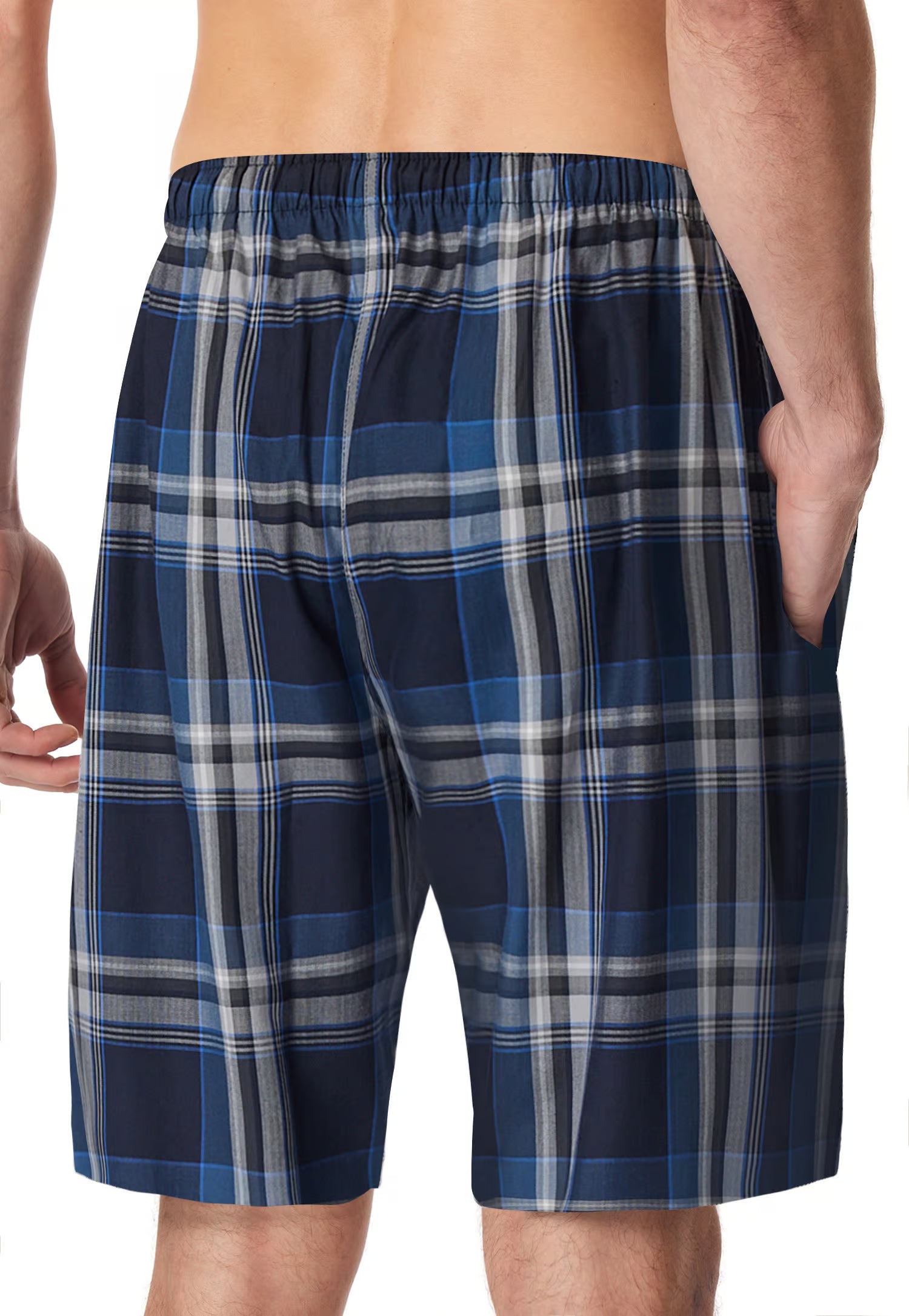 Pantaloncini Corti Uomo Cotone Quadretti Blu Abbigliamento Schiesser