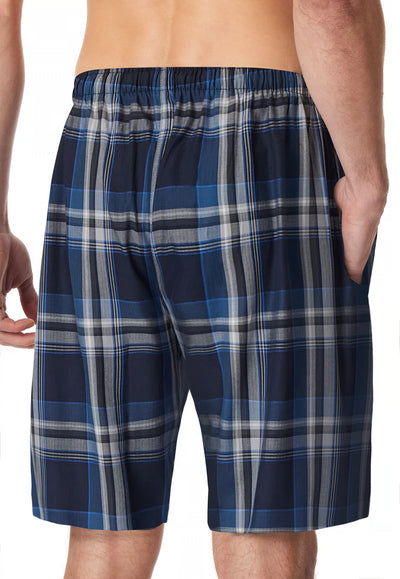Pantaloncini Corti Uomo Cotone Quadretti Blu Abbigliamento Schiesser