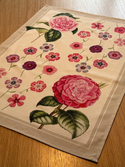 Canovaccio Panama di Cotone Stampa Digitale Cucina TagHouse 55 x 80 cm Fiori/Beige