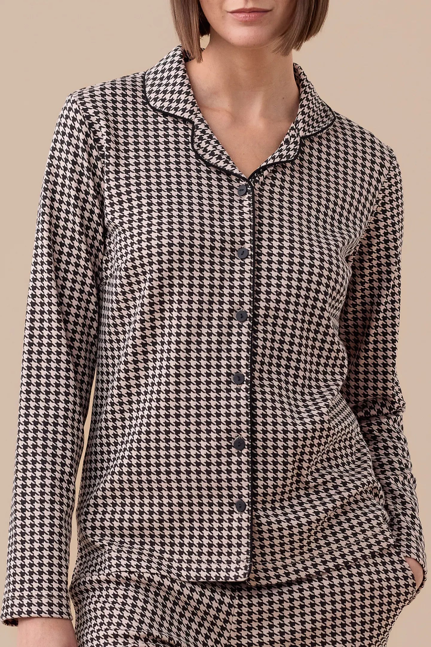 Pigiama Donna Caldo Cotone Pied-de-Poule Abbigliamento noidinotte