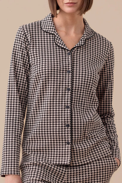 Pigiama Donna Caldo Cotone Pied-de-Poule Abbigliamento noidinotte