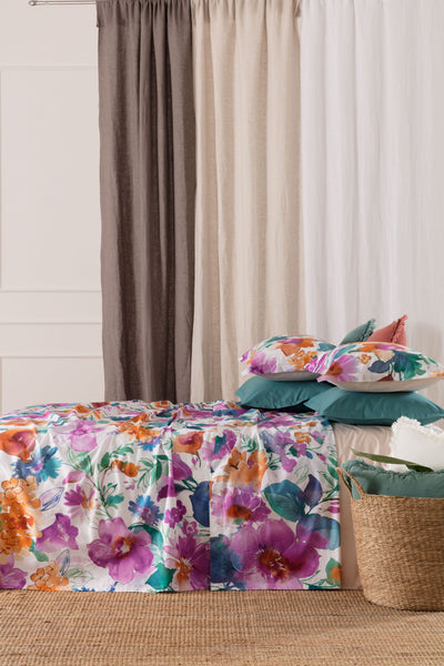 Completo Lenzuola Copriletto Percalle Stampato MELIKA Letto Riviera