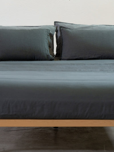 Parure Copripiumino No-Stiro Lino/Cotone NIRANO Letto Moreali Tessile Casa