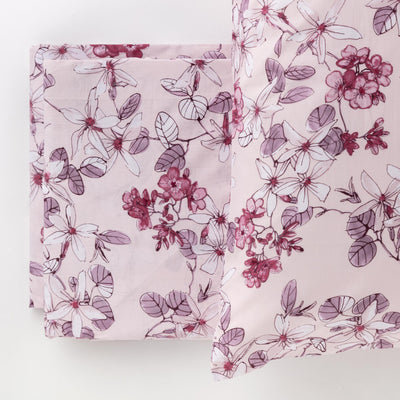 Completo Lenzuola Cotone Stampato Zoe Letto Riviera Matrimoniale Rosa Cipria