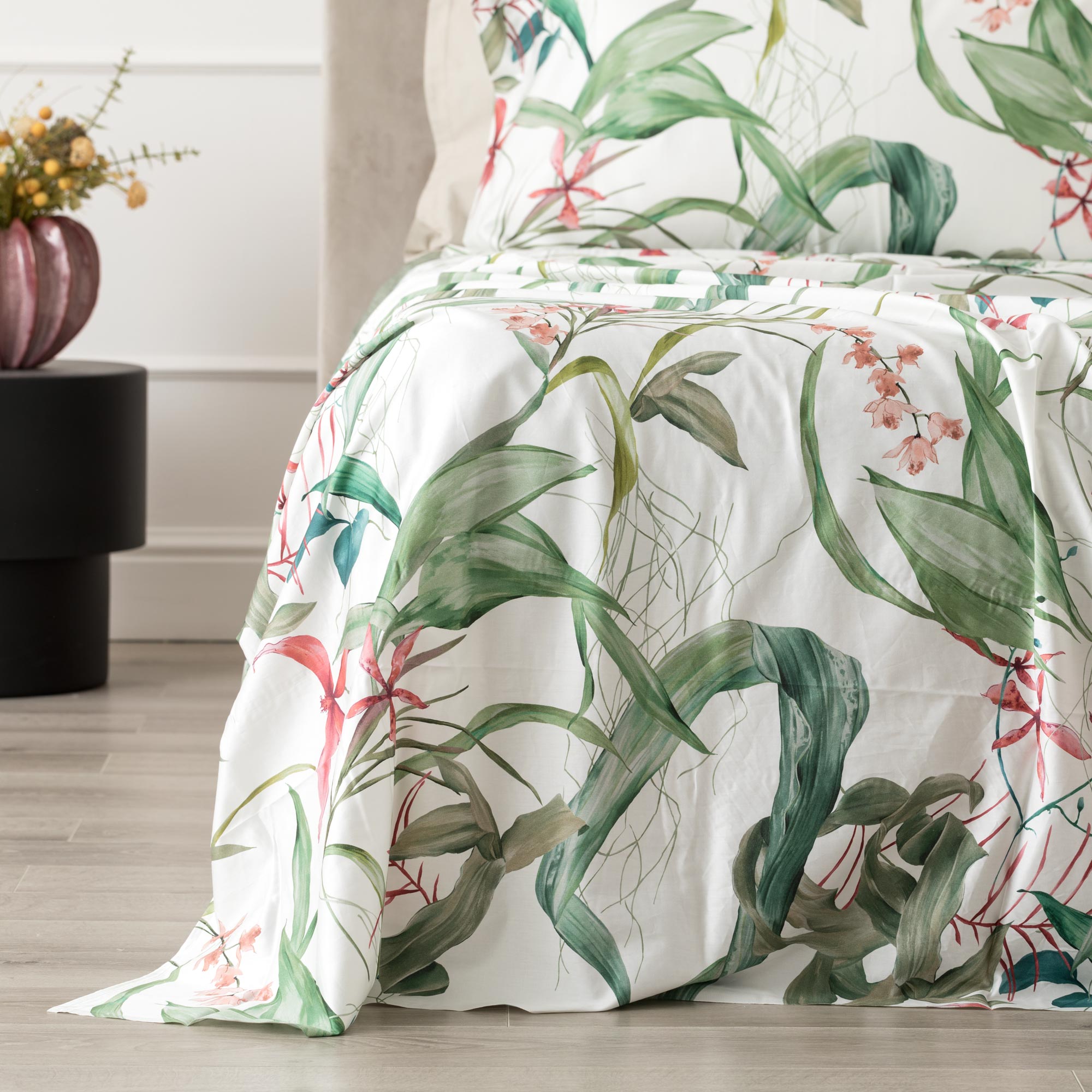 Completo Lenzuola Copriletto Raso 300TC Stampa Digitale PREZIOSA Letto Reevèr