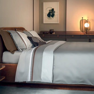 Completo Lenzuola Balza 3 Bordi Raso 300TC KUBRIC 60 Letto Fazzini Matrimoniale Grigio Perla / Grigio