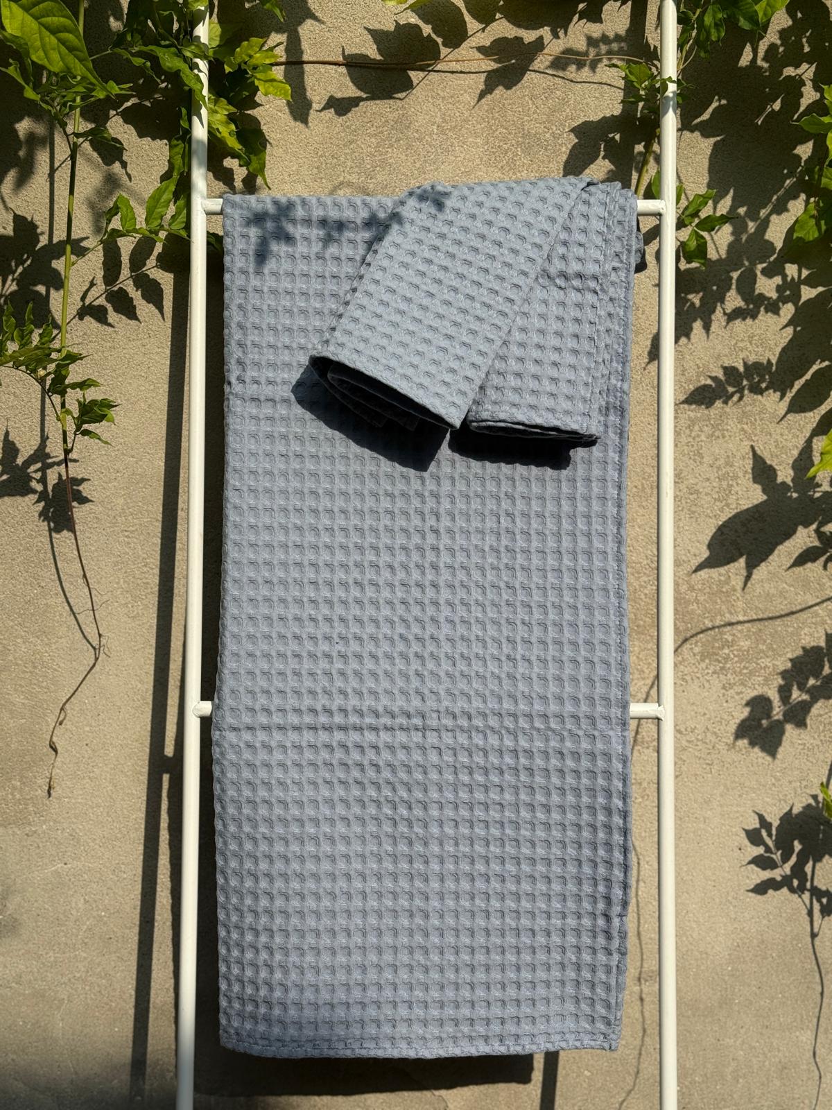 Set Asciugamani APONE Bagno Moreali Tessile Casa 60 x 110 / 40 x 60 Azzurro Polvere