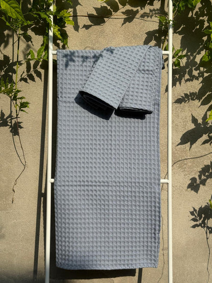 Set Asciugamani APONE Bagno Moreali Tessile Casa 60 x 110 / 40 x 60 Azzurro Polvere