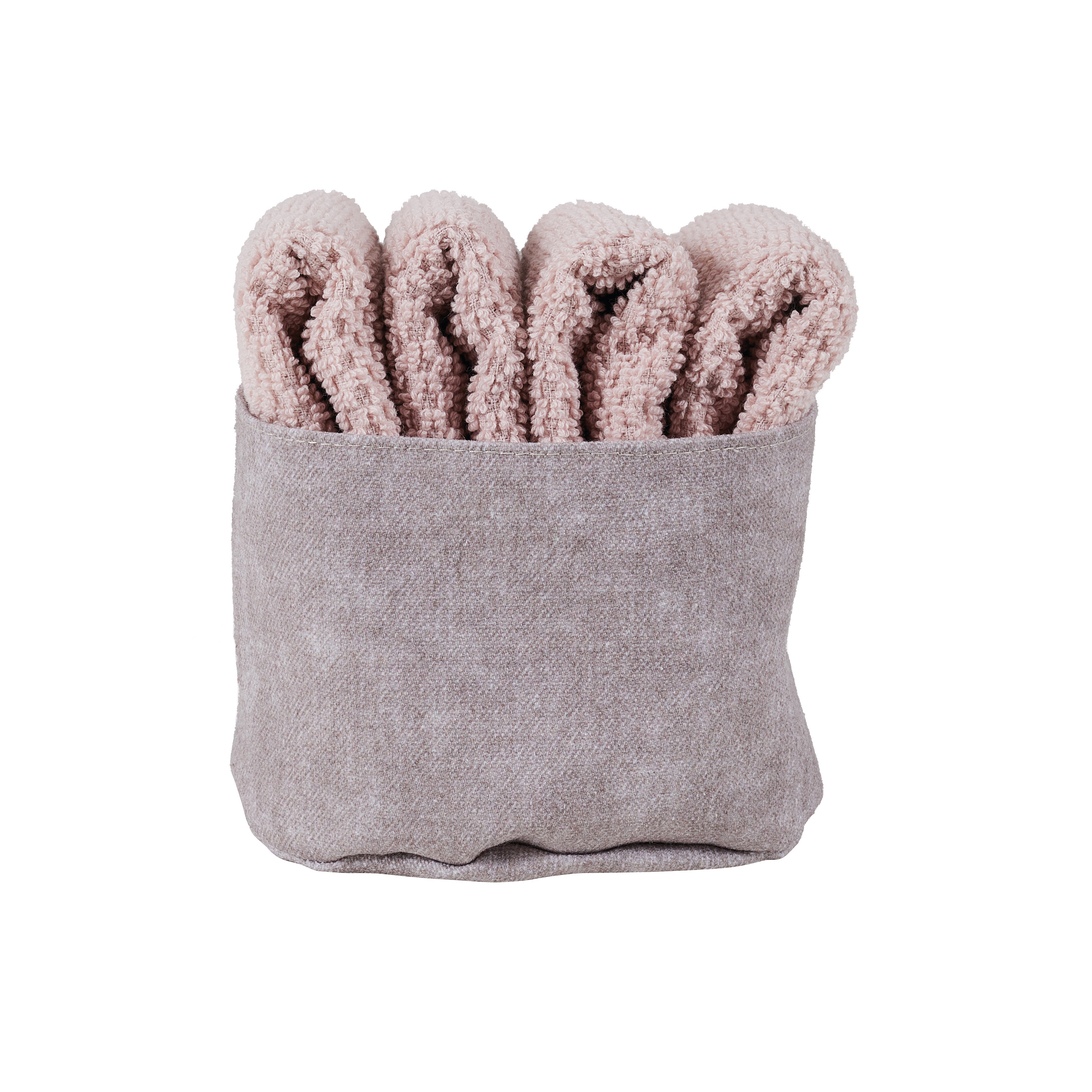 Set 4 Lavette + Cestino PEPE Bagno Maison Sucrée 30 x 30 Cipria var.32