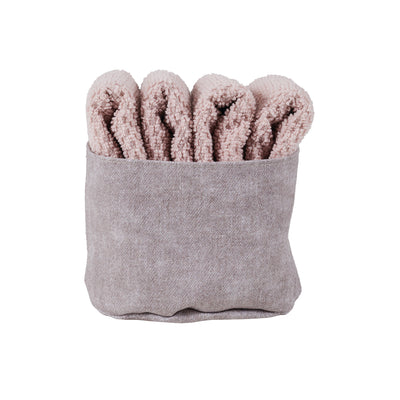 Set 4 Lavette + Cestino PEPE Bagno Maison Sucrée 30 x 30 Cipria var.32