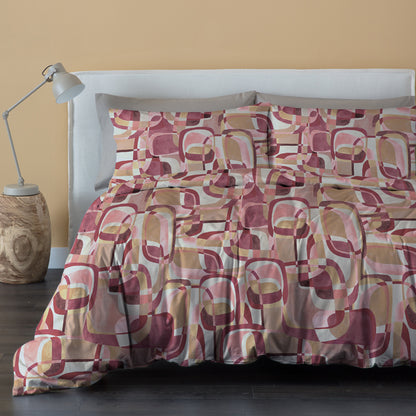 Parure Copripiumino Cotone Stampato Alan Letto Riviera Matrimoniale Rosa Loto