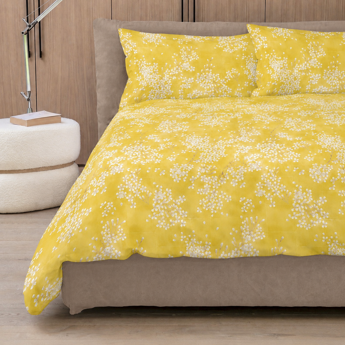 POPUP - Parure Copripiumino Percalle KIMONO Letto Fazzini Piazza e Mezzo Giallo