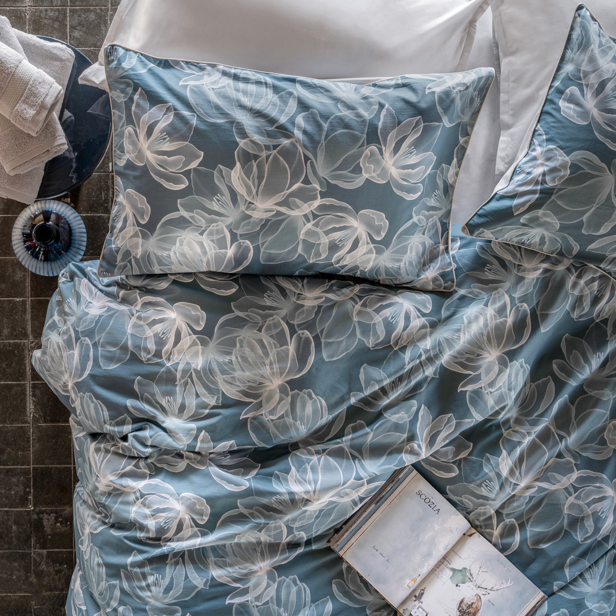 Parure Copripiumino Percalle Supersoft SERENA Letto Galizzi Matrimoniale Tealblue