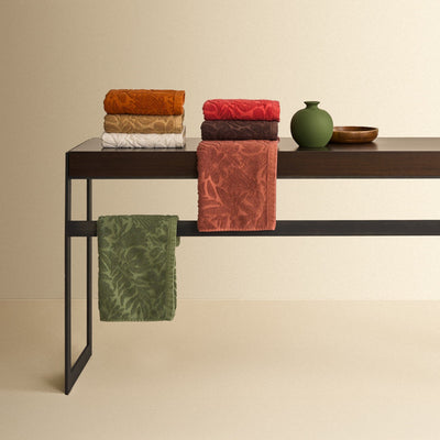 Set Asciugamani Jacquard Tinto Capo FLOWERS Bagno Moreali Tessile Casa
