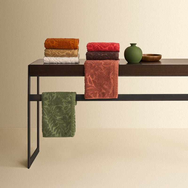 Set Asciugamani Jacquard Tinto Capo FLOWERS Bagno Moreali Tessile Casa