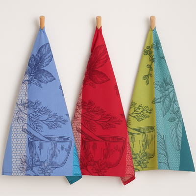 Set Canovacci Tela+Spugna AROMA Cucina Moreali Tessile Casa