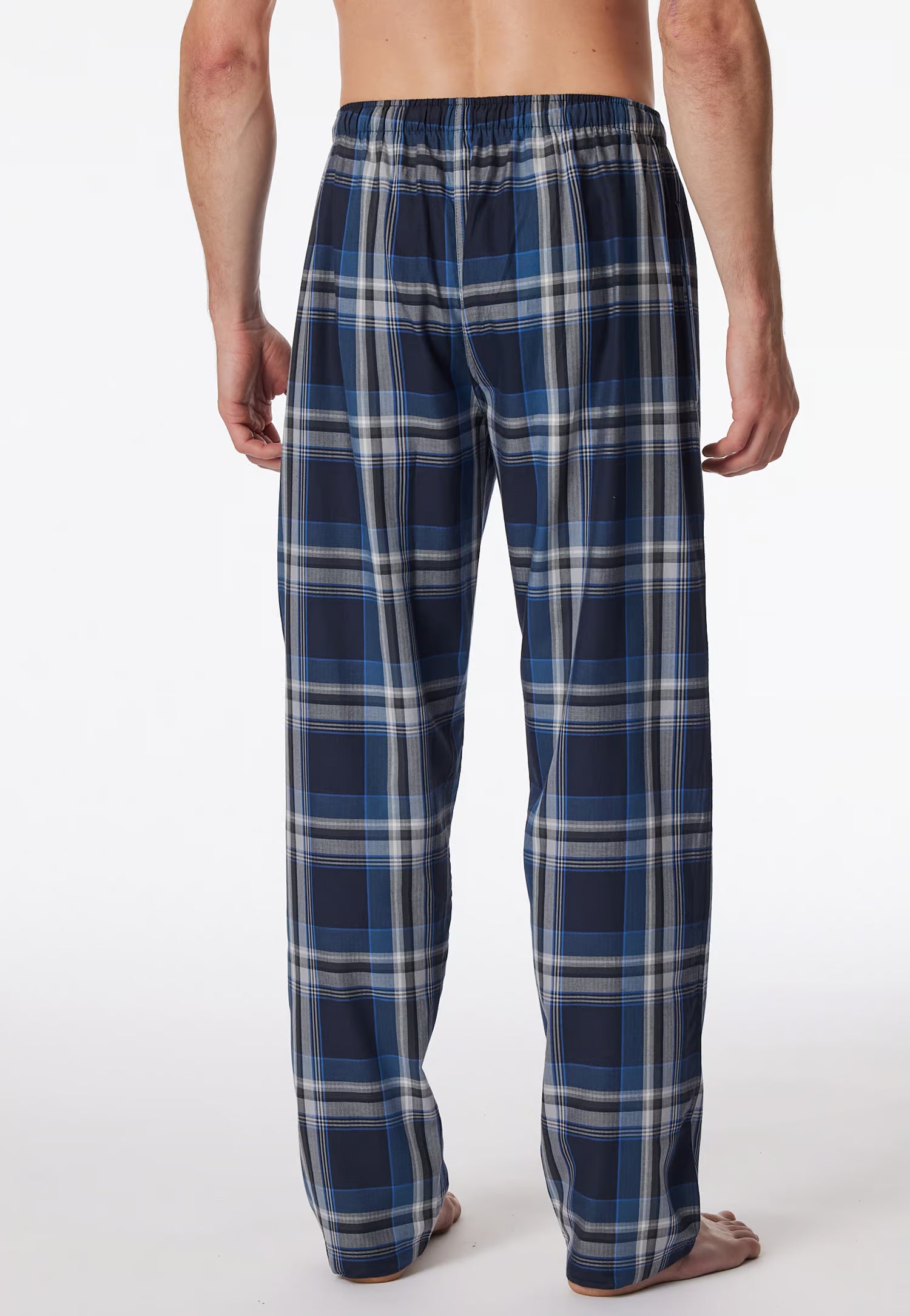 Pantaloni Uomo Cotone Quadretti Blu Abbigliamento Schiesser