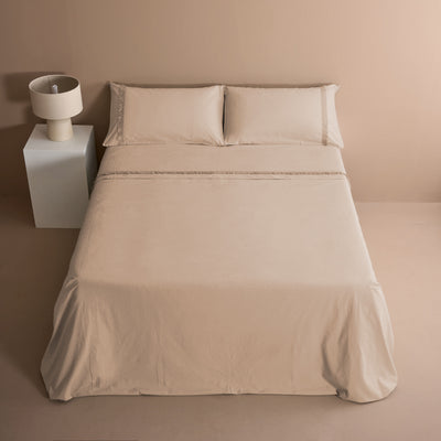 Parure Lenzuola No-Stiro Pizzo DUCALE Letto Moreali Tessile Casa Matrimoniale Deserto