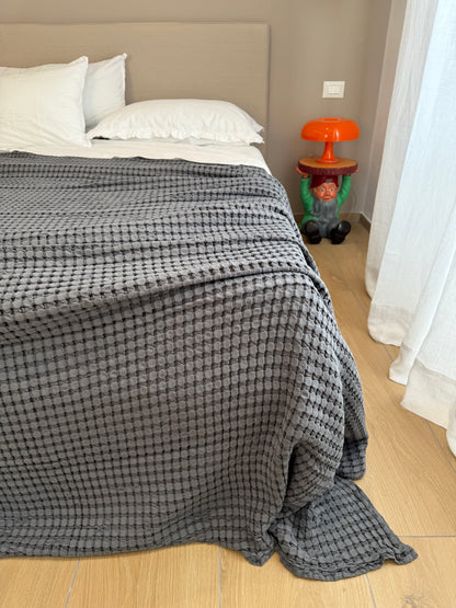 Copriletto Stone Washed Apone Letto Moreali Tessile Casa Matrimoniale 260 x 250 Dark Grey / Antracite