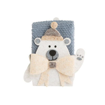 Set 3 Lavette + Cestino ATELIER D'INVERNO Bagno Maison Sucrée 30 x 30 Avio