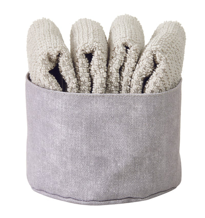 Set 4 Lavette + Cestino PEPE Bagno Maison Sucrée 30 x 30 Betulla var.39