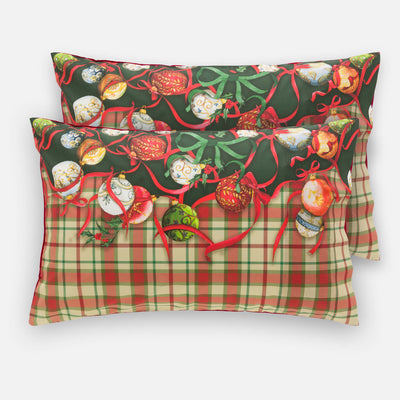 Coppia di Federe Madapolam Natalizie Letto Riviera 50 x 80 cm Tartan Noel