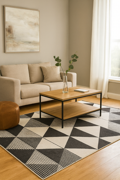 Tappeto Soggiorno Blend Triangoli Soggiorno Moreali Tessile Casa 120 x 170 Nero Bianco