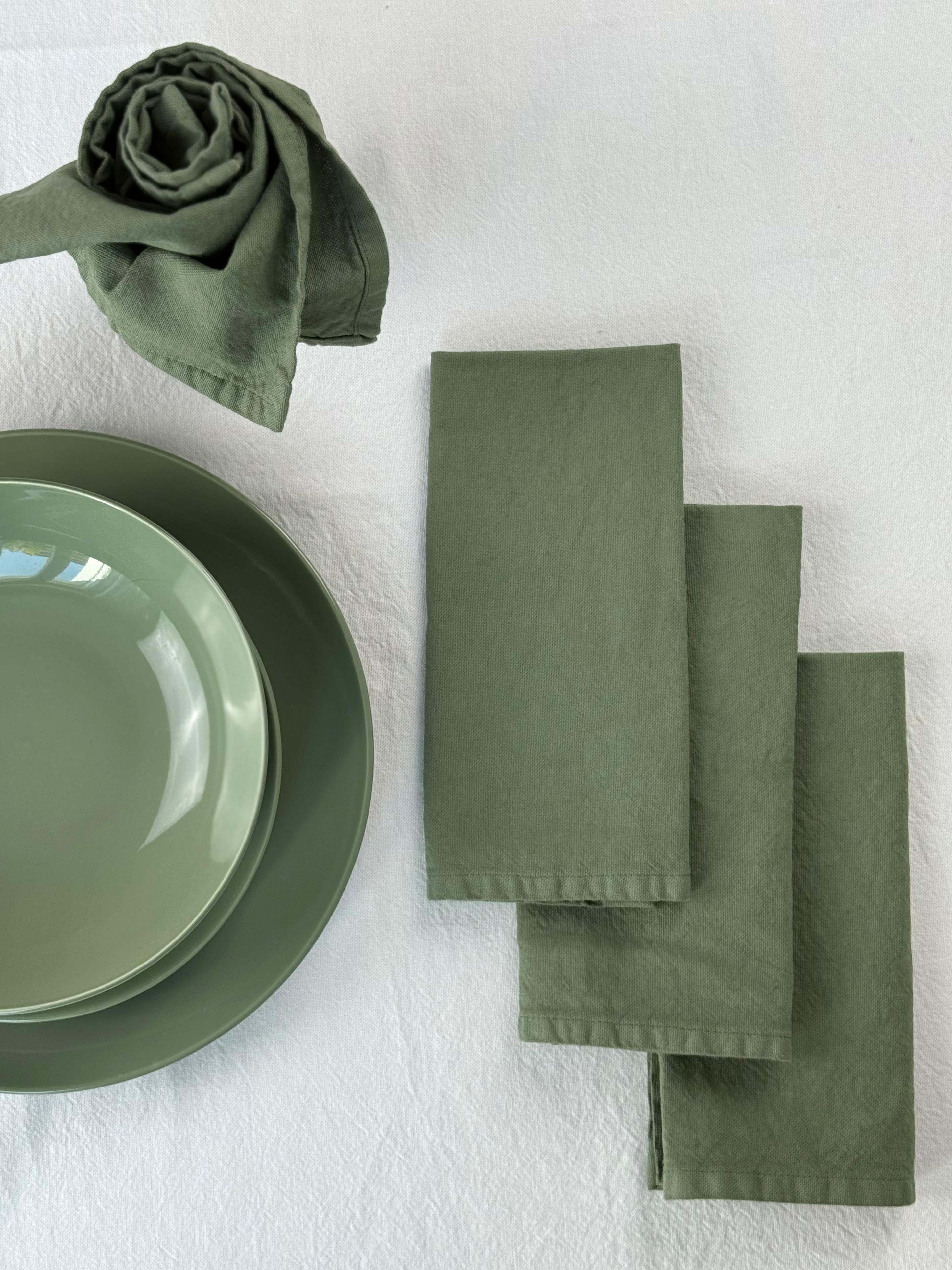 Set 4 Tovaglioli No-Stiro Cotone STONE Cucina Moreali Tessile Casa 50 x 50 cm Verde