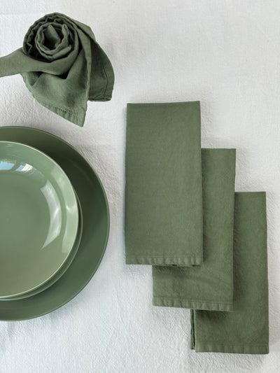 Set 4 Tovaglioli No-Stiro Cotone STONE Cucina Moreali Tessile Casa 50 x 50 cm Verde