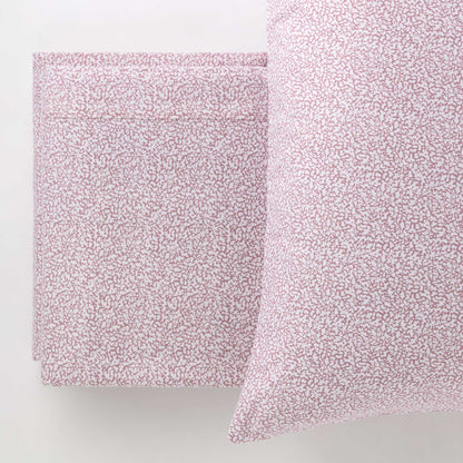 Completo Lenzuola Flanella Cotone Stampato Cloudette Letto Riviera Matrimoniale Cipria