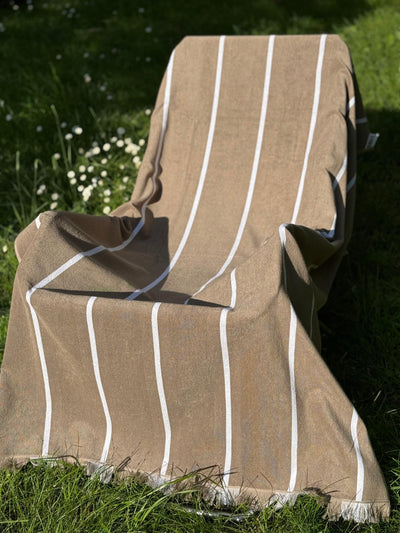 Telo Mare Spugna e Cotone Righe Ton-Sur-Ton Bagno Moreali Tessile Casa 100 x 180 Tortora