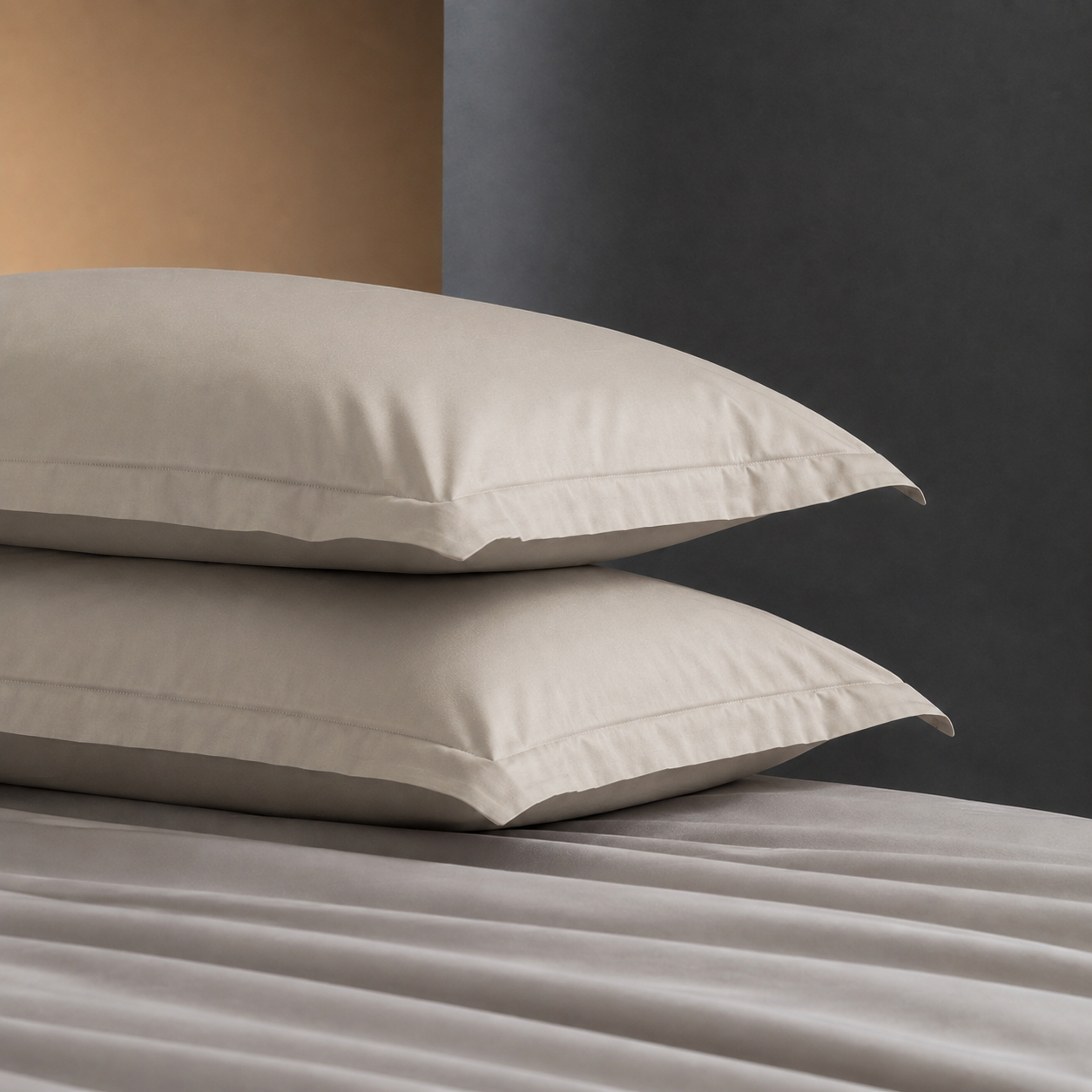 Coppia Federe Cotone Madapolam PAINT Letto Riviera 50 x 80 Tortora