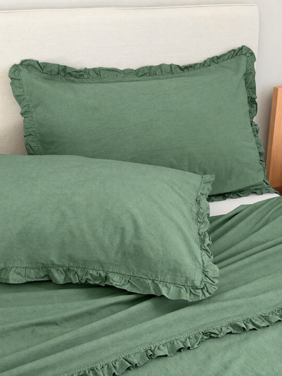 Parure Lenzuola No-Stiro FRAPPINA Letto Moreali Tessile Casa Matrimoniale Verde