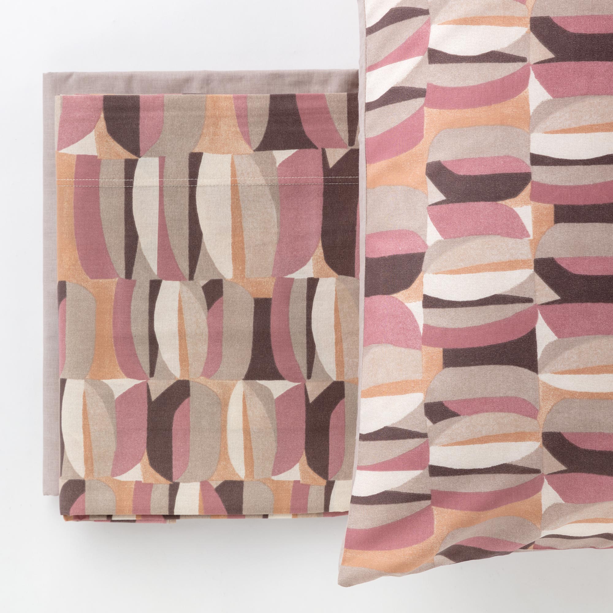 Parure Copripiumino Cotone Stampato Gin Letto Riviera Matrimoniale Marron Glacè