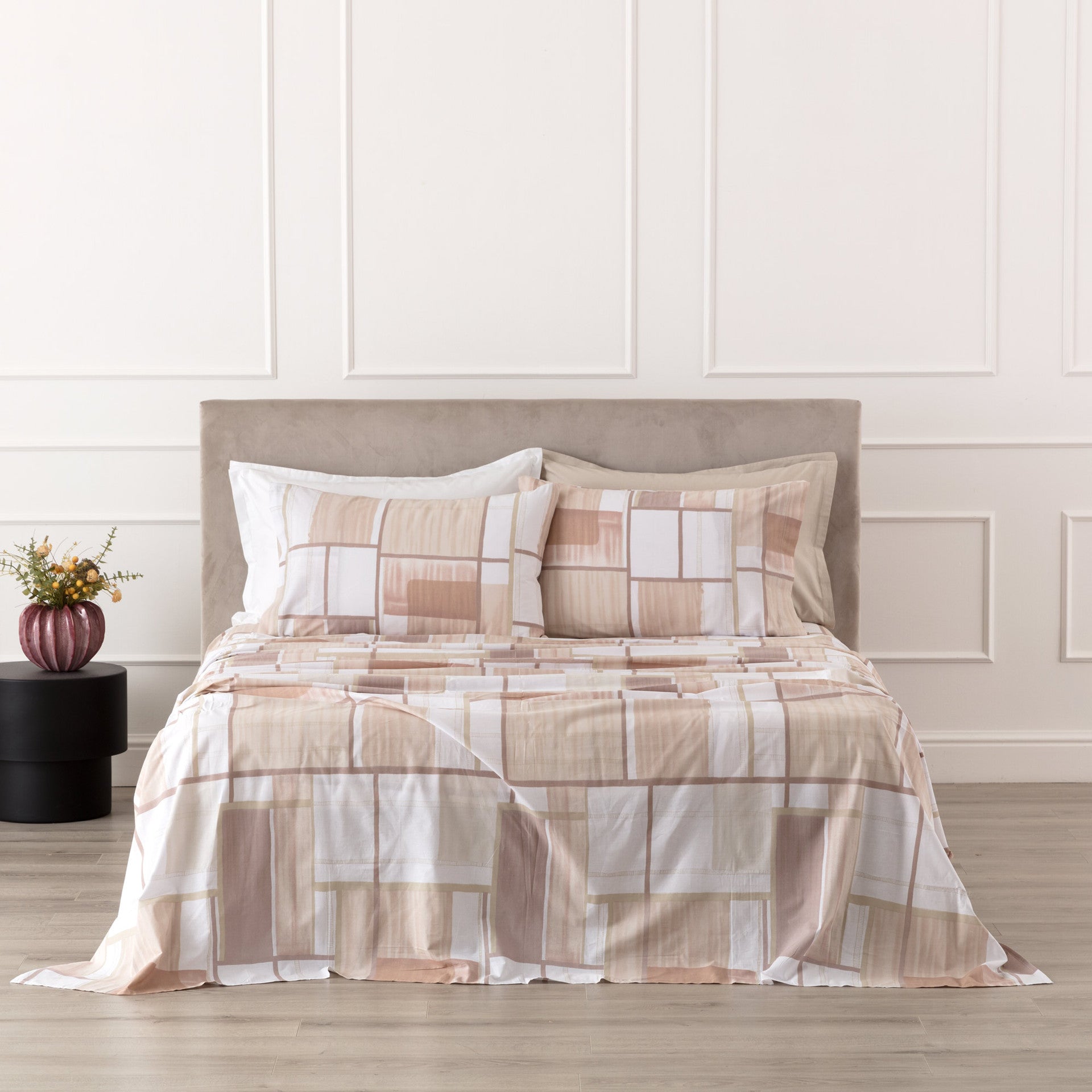 Completo Lenzuola Cotone Stampato JURI Letto Riviera Matrimoniale Sesamo