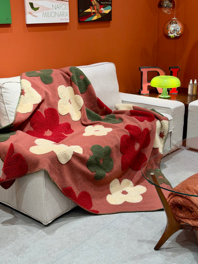 Plaid Lana Cotta Italiana POP ART FLOWERS Soggiorno Moreali Tessile Casa Plaid 150 x 170 Marrakech - Cachemire/Verde/Fucsia