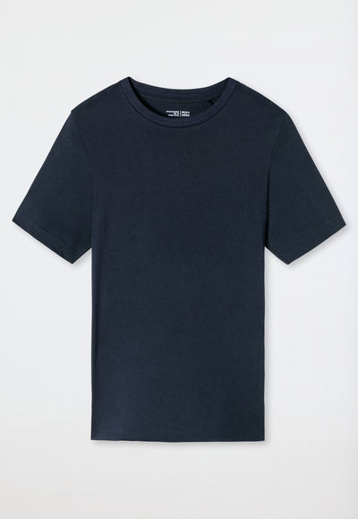 Maglietta Manica Corta Uomo Cotone Blu Notte Abbigliamento Schiesser