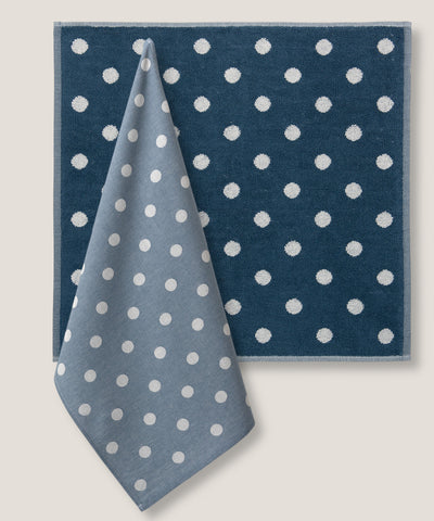 Set Canovacci Tela+Spugna POIS Cucina Moreali Tessile Casa 50 x 70 / 50 x 50 Denim