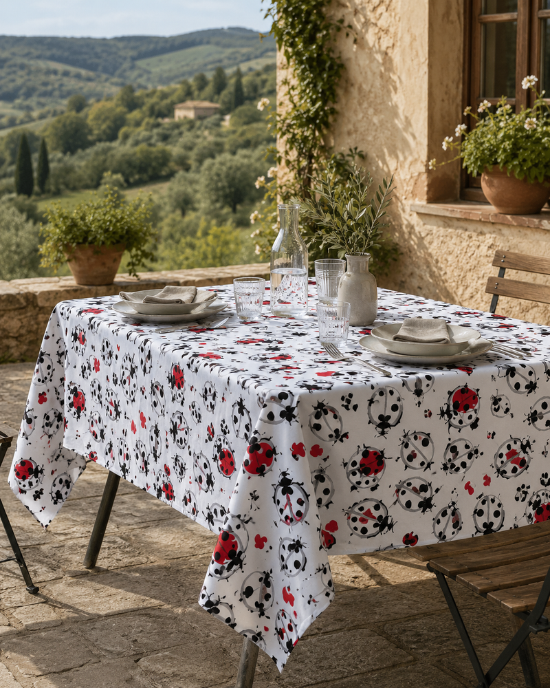 Tovaglia Panama di Cotone COCCINELLE Cucina TagHouse 6 Posti 140 x 180 Bianco