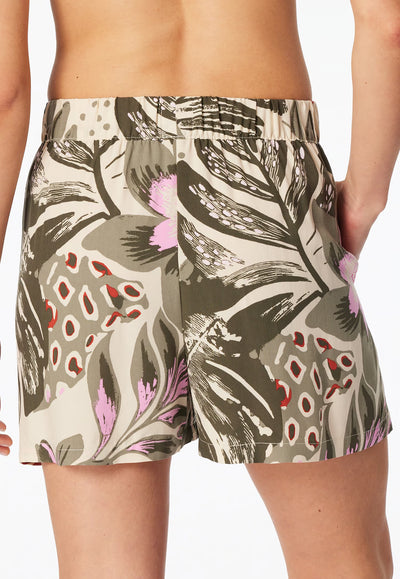 Pantaloni Corti Viscosa Fiori Verde Abbigliamento Schiesser