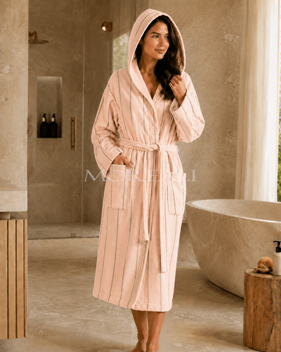 Accappatoio Unisex Tinto Filo SMART Bagno Fazzini L / XL Rosa Cipria/Beige