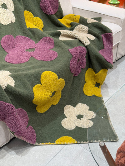 Plaid Lana Cotta Italiana POP ART FLOWERS Soggiorno Moreali Tessile Casa