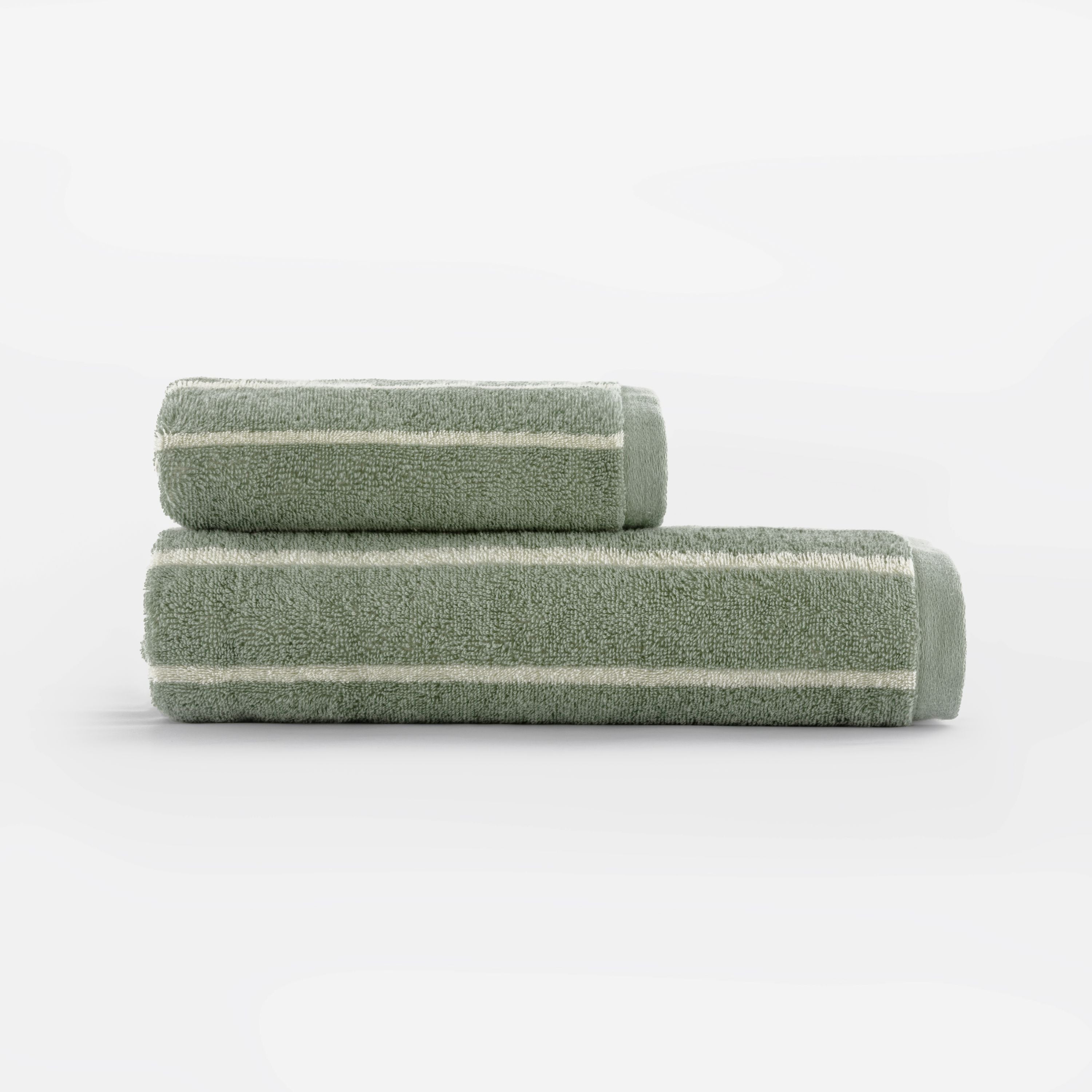 Set Asciugamani Righe Jacquard SAINT LOUIS Bagno Galizzi 60 x 100 / 40 x 60 Verde