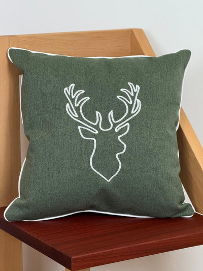 Cuscino Arredo Piping Christmas Reindeer Soggiorno Moreali Tessile Casa 45 x 45 Verde