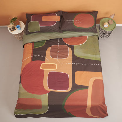 Parure Copripiumino Percalle Stampa Digitale INTRUSI D'AUTORE Letto Moreali Tessile Casa Matrimoniale Cioccolato