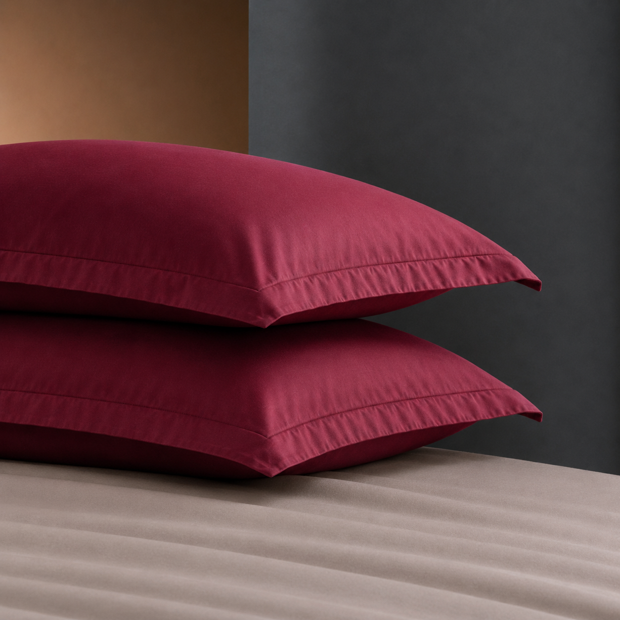 Coppia Federe Cotone Madapolam PAINT Letto Riviera 50 x 80 Bordeaux