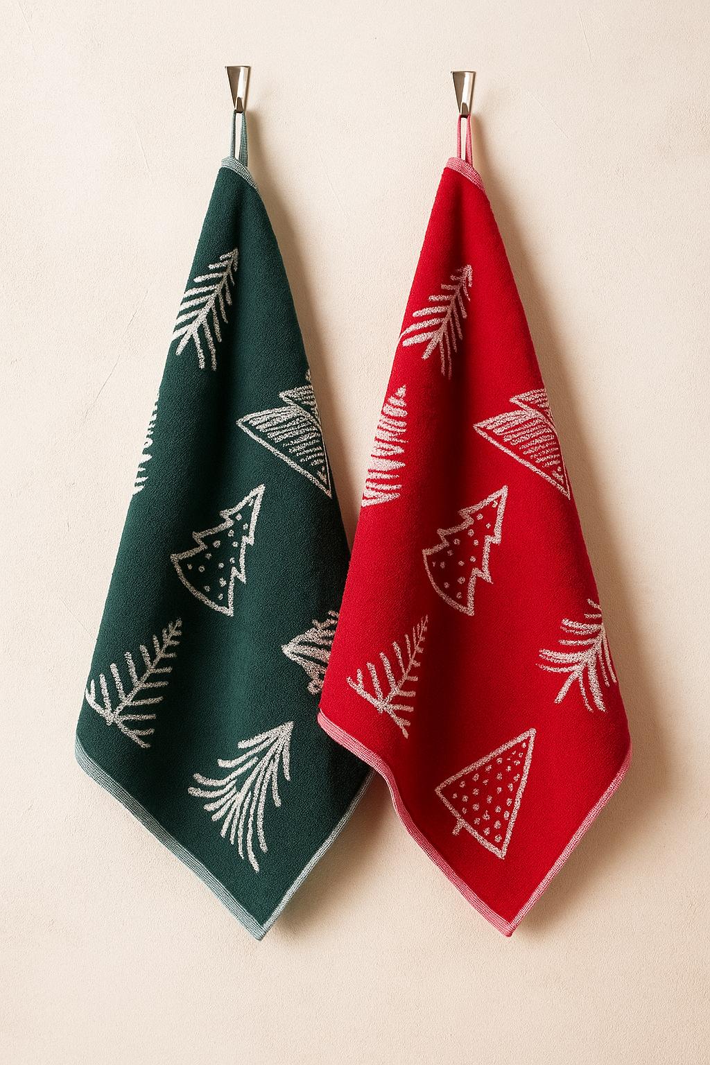 Set Canovacci Spugna Jacquard NOEL Cucina Moreali Tessile Casa 50 x 50 cm Natalizio