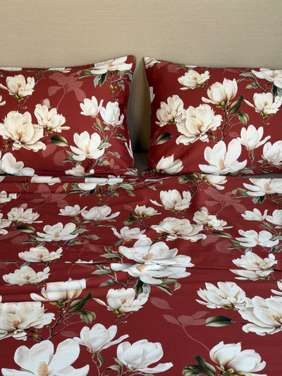 Parure Lenzuola Copriletto Raso 300TC FIORI SUL LETTO - LAVINIA 2.0 Letto Moreali Tessile Casa
